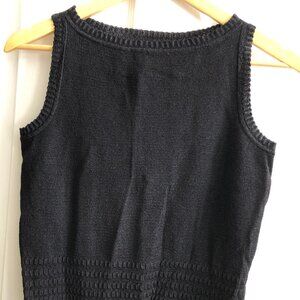 Sigrid Olsen Black Sparkly Basketweave Knit Sweater Tank Shell Top S